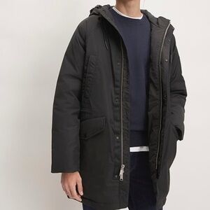EVERLANE ReNew Puffer Long Parka Coat in Gray Men’s size Small